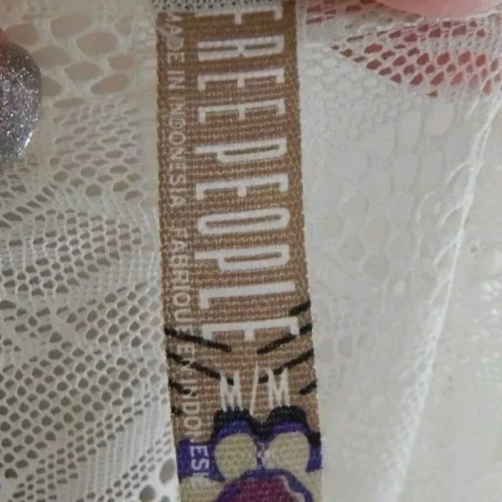 Free People Lace and Dot Sheer Ivory Top